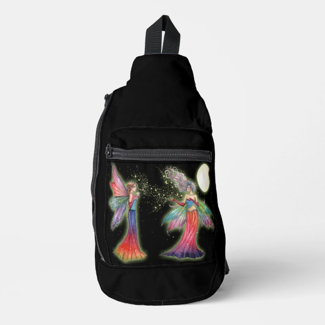 Rainbow Star Fairies Fantasy Art Sling Bag (Front)
