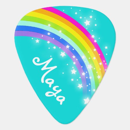 Rainbow Star Girls Aqua Customized Guitar Pick