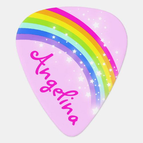 Rainbow star girls pink customized guitar pick