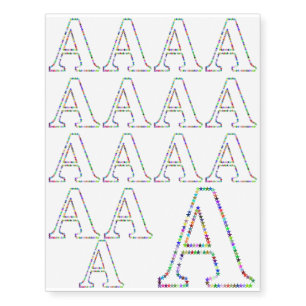 Rainbow Star Letter A Temporary Tattoos