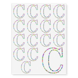 Rainbow Star Letter C Temporary Tattoos