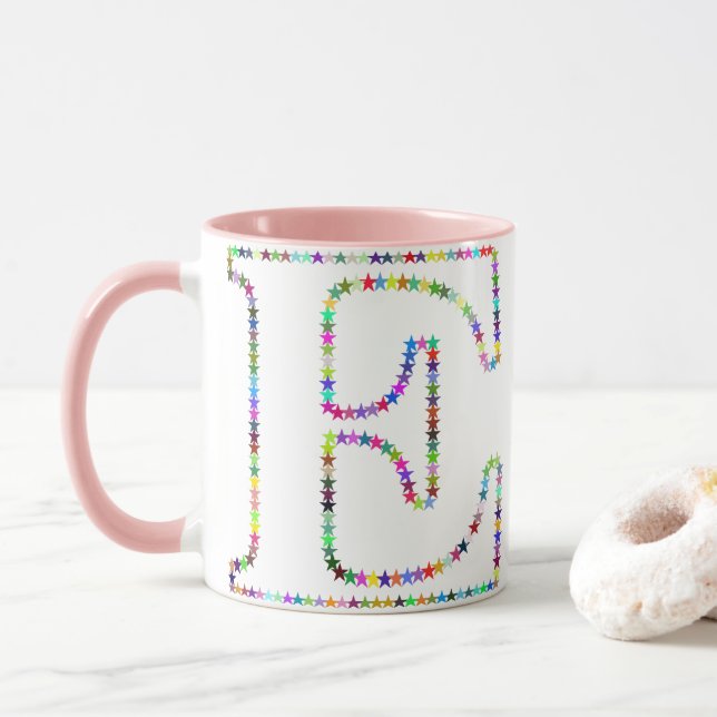 Rainbow Star Letter E Mug (With Donut)