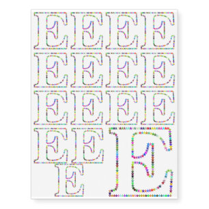 Rainbow Star Letter E Temporary Tattoos