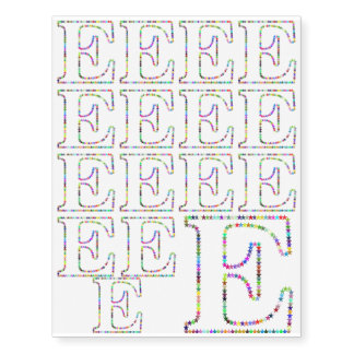 Rainbow Star Letter E Temporary Tattoos