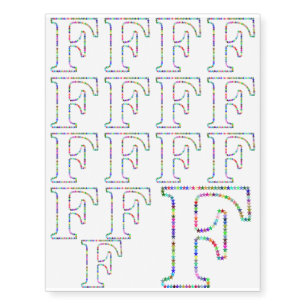 Rainbow Star Letter F Temporary Tattoos