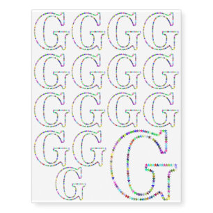 Rainbow Star Letter G Temporary Tattoos