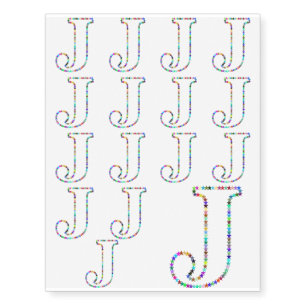 Rainbow Star Letter J Temporary Tattoos