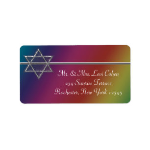 Rainbow Star of David Address Labels