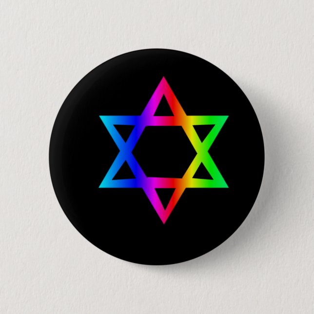 Rainbow Star Of David Button (Front)