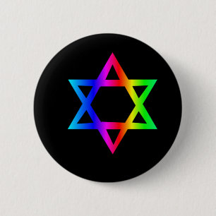 Rainbow Star Of David Button