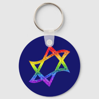 Rainbow Star of David Keychain