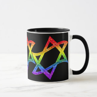 Rainbow Star of David Mugs