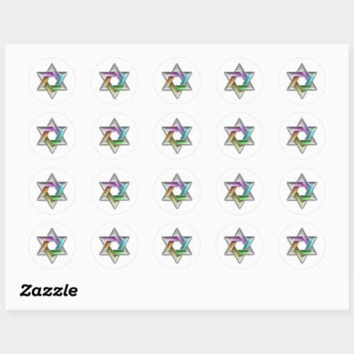 Rainbow Star of David on Any Color Classic Round Sticker | Zazzle