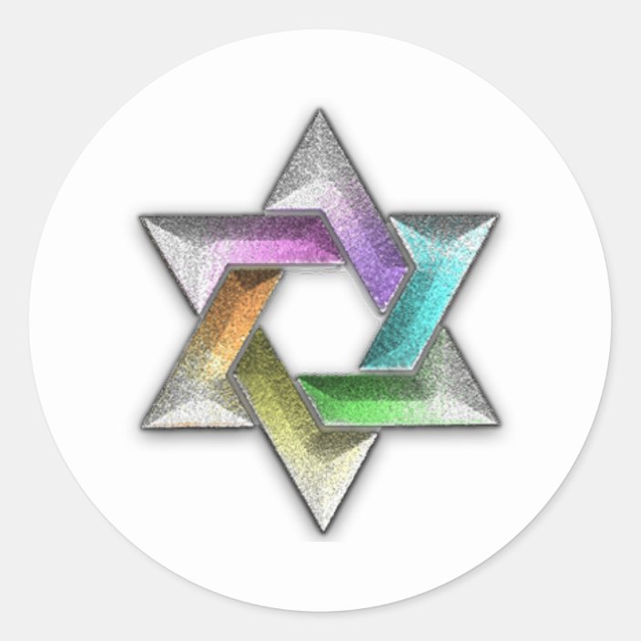 Rainbow Star Of David On Any Color Classic Round Sticker