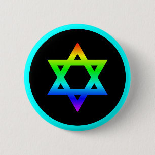 Rainbow Star of David Pinback Button