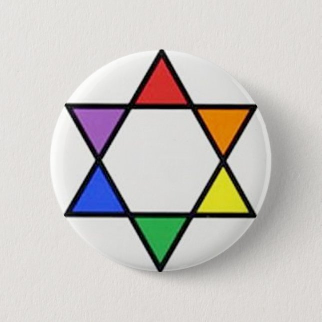 rainbow star of david pinback button (Front)