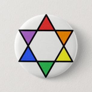 rainbow star of david pinback button