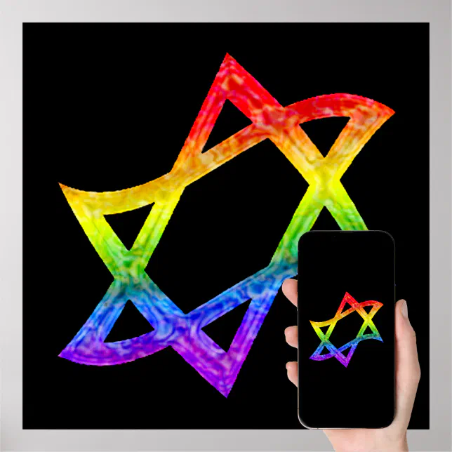 Rainbow Star of David Poster | Zazzle