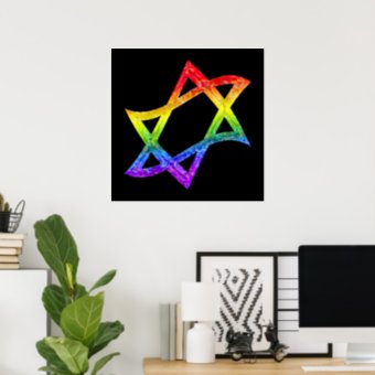 Rainbow Star of David Poster | Zazzle