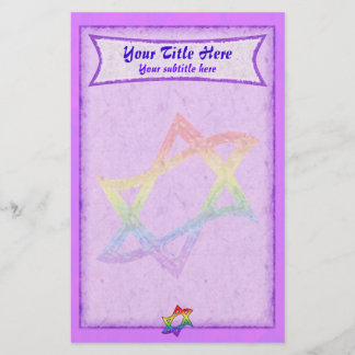 Rainbow Star of David Purple Stationery