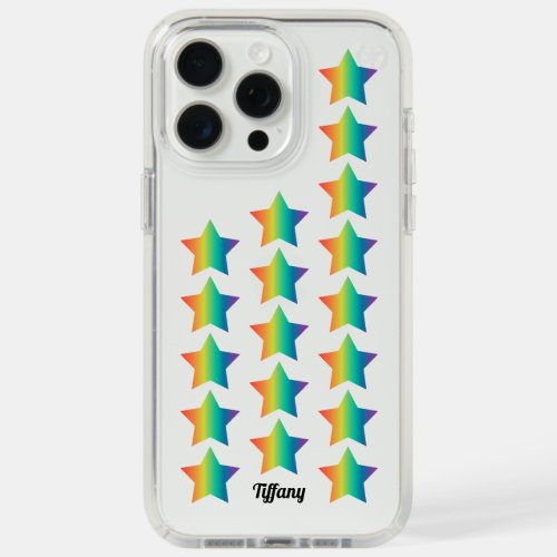 Rainbow Star Pattern LGBTQ Community Pride Name iPhone 15 Pro Max Case