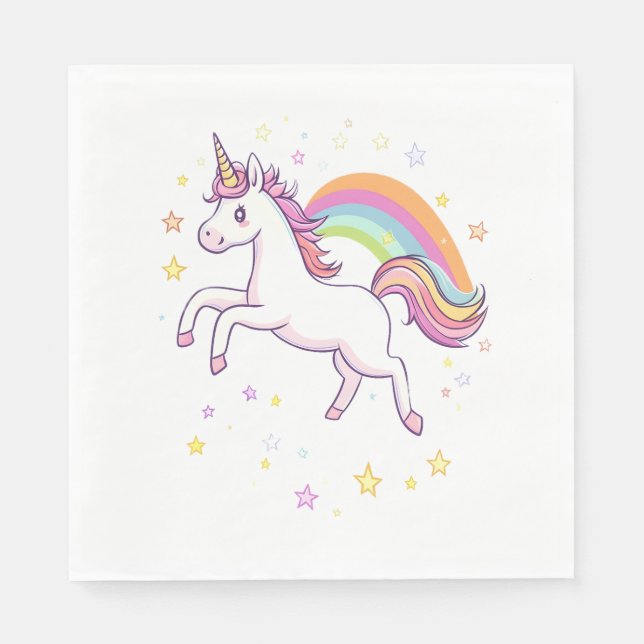 Rainbow Star Unicorn (1) Napkins (Front)