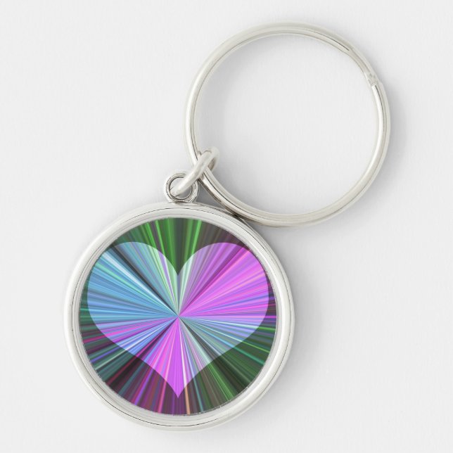 Rainbow Starburst Heart Keychain (Front)