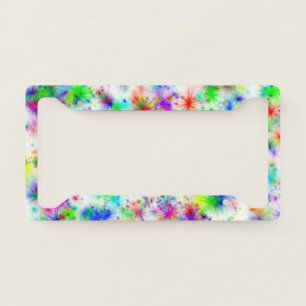Rainbow starbursts license plate frame