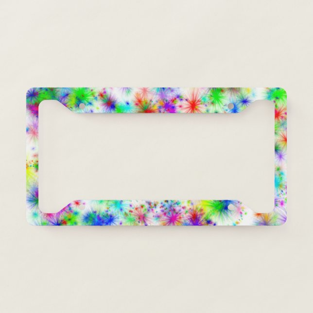 Rainbow starbursts license plate frame (Front)