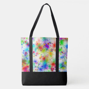 Rainbow starbursts tote bag