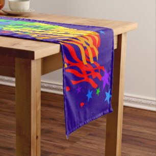Rainbow Stars and Streamers Long Table Runner