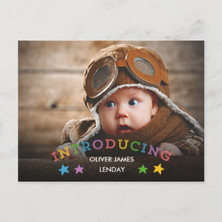 Rainbow Stars | Baby Birth Announcement Postcard