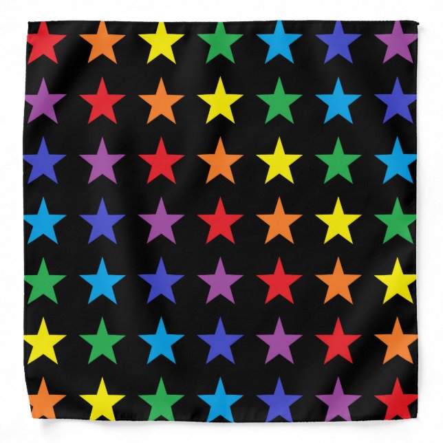 Rainbow Stars Black Bandana (Front)