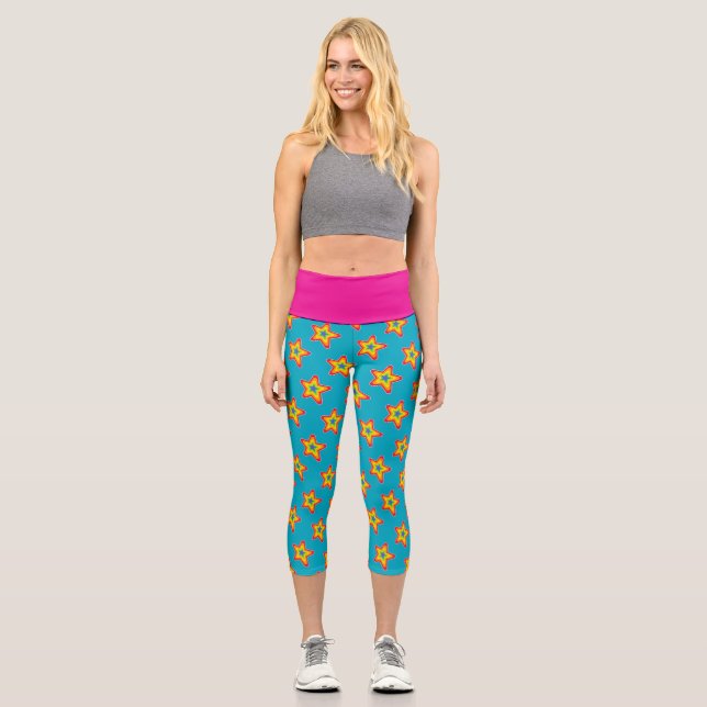 Rainbow Stars Capri Leggings (Front)