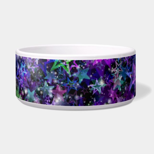 rainbow stars cat food bowl (Front)