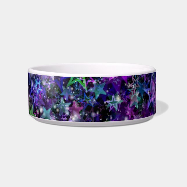 rainbow stars cat food bowl  (Front)