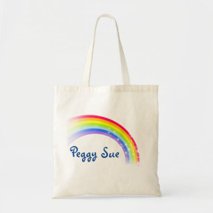 Rainbow stars custom name dark tote bag
