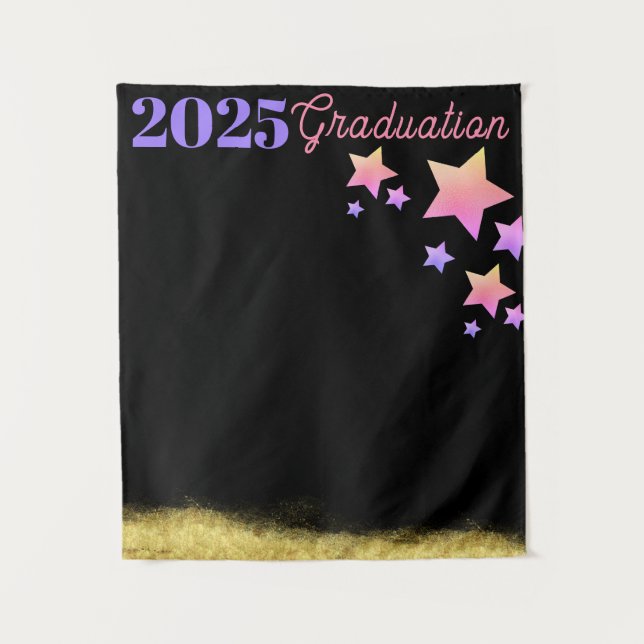 Rainbow Stars  Gold Graduation  Backdrop (Front)