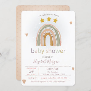 Rainbow Stars Hearts,Polka Dots Baby Shower Invitation