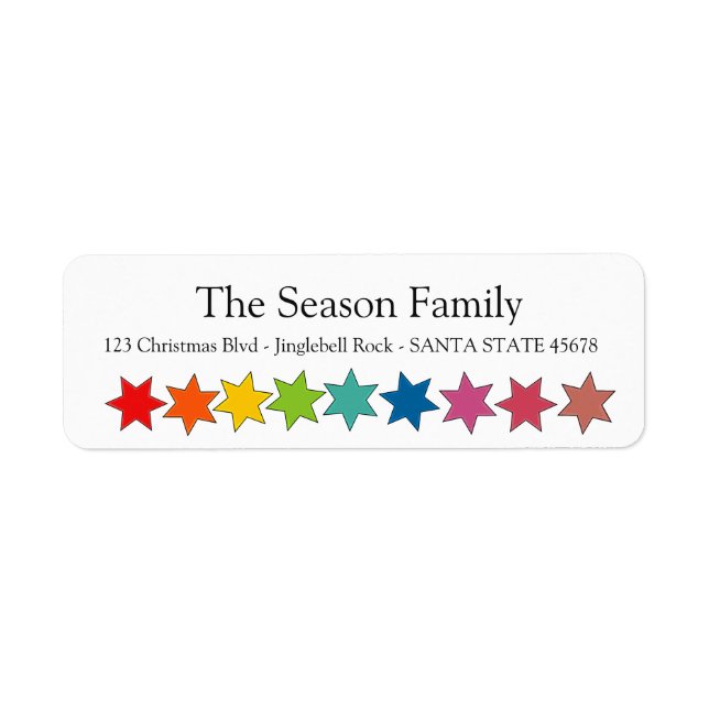 Rainbow stars holiday label (Front)