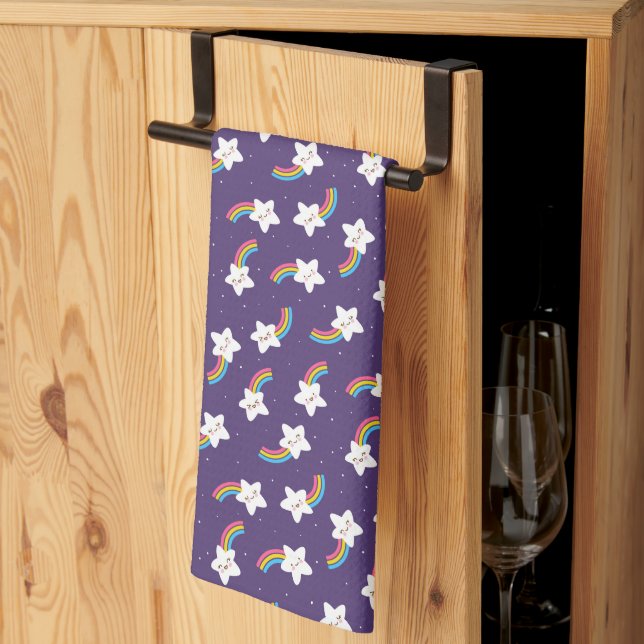 Rainbow Stars Kitchen Towel (Thirds Fold)