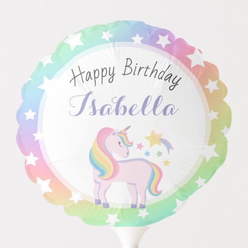 Rainbow Stars  Magical Unicorn Happy Birthday Balloon
