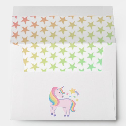 Rainbow Stars Magical Unicorn Invitation Envelope