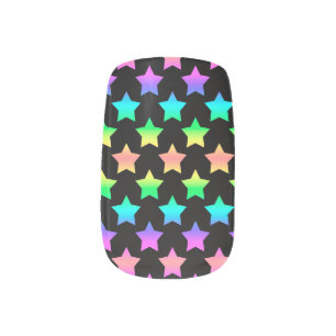 Rainbow stars minx nail art