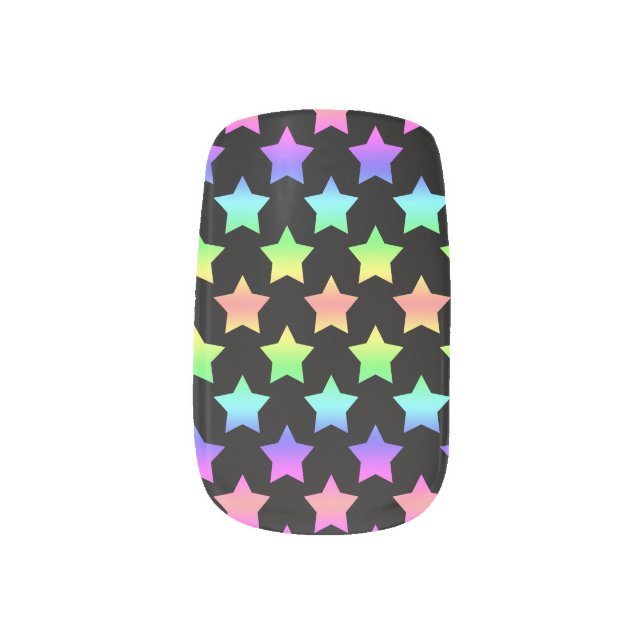 Rainbow stars minx nail art (Left Thumb)