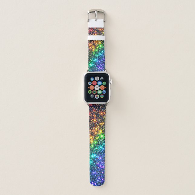 Rainbow Stars Night Sky Sparkle Apple Watch Band (Front)