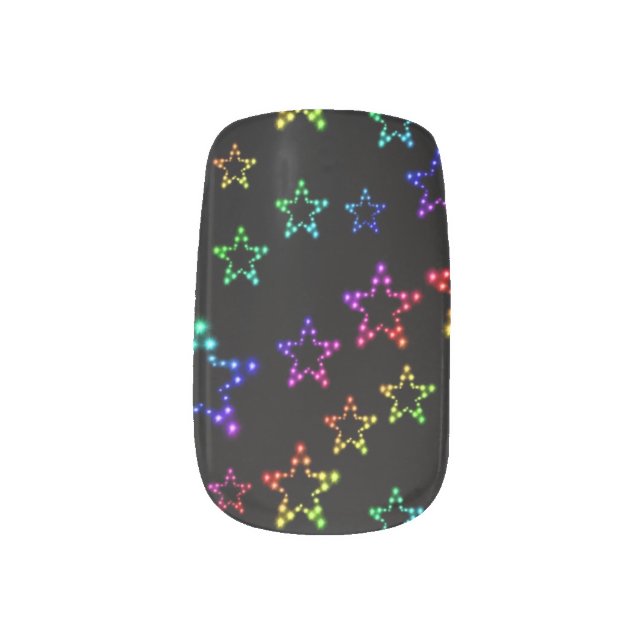 Rainbow Stars Pattern Nail Wraps (Left Thumb)