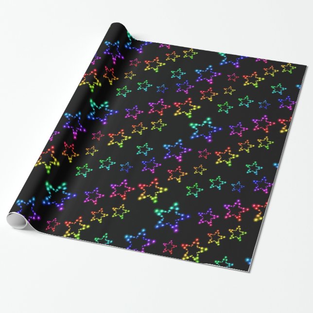 Rainbow Stars Pattern Wrapping Paper (Unrolled)