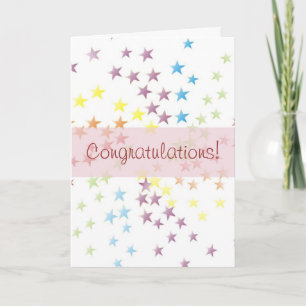 Rainbow Stars Pink Congratulations Card
