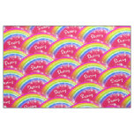 Rainbow stars red custom name repeat pattern fabric